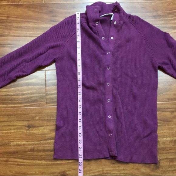 1775 Womens Mauve High Collar Ribbed Snap Button Long Sleeve Knit Top Size Large - Picture 13 of 14